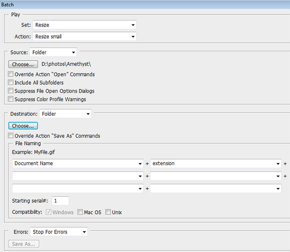 Photoshop Batch Actions