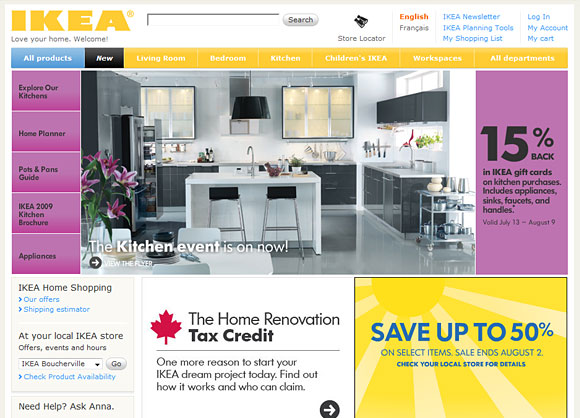 IKEA Canada Homepage