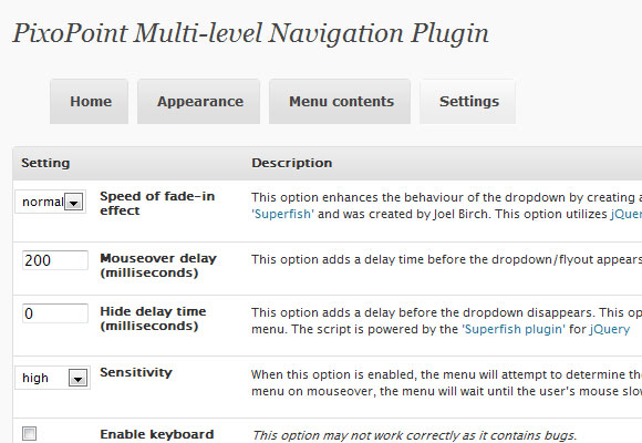 WordPress Multi Level Navigation