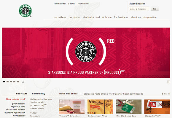 Starbucks Homepage