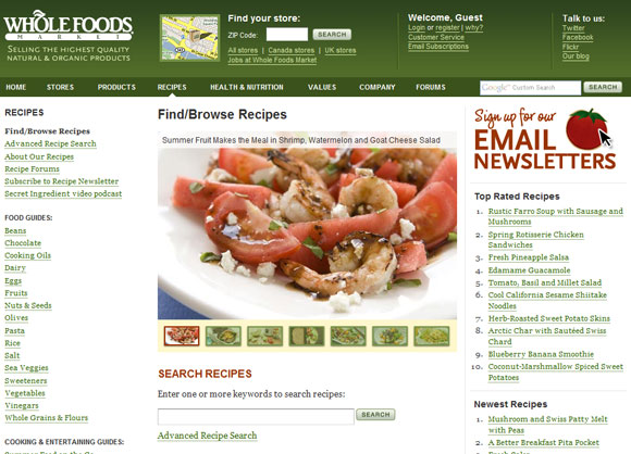 Whole Foods Homepage