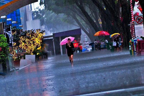 A Beauty Tiptoeing Through The Puddles