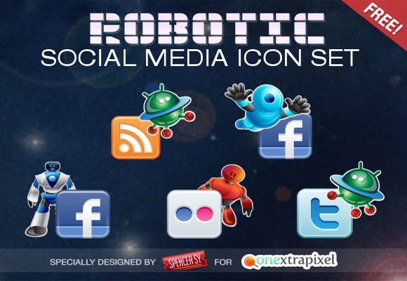 Free Robotic Social Media Icons Set Released