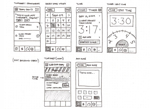 Harvest iPhone App Sketches