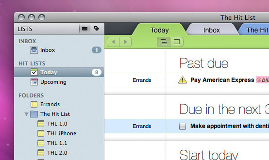 The Hit List Mac App