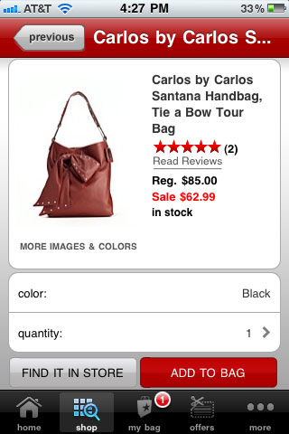 Macy’s Mobile Product Detail Page