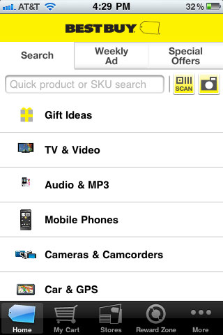 Best Buy Mobile Search Page