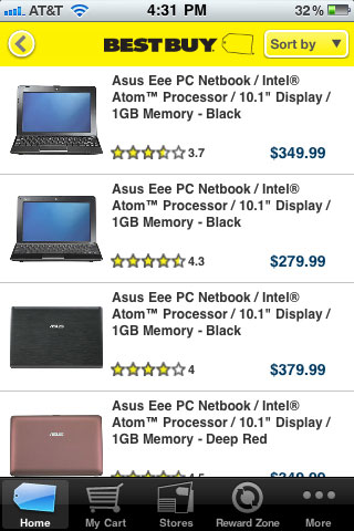 Best Buy Mobile Category Browse Page