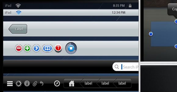 iPad Vector GUI Elements: tabs buttons menus icons