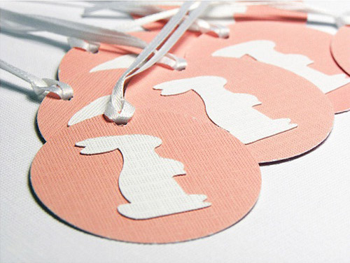 Pink and White Bunny Scalloped Gift Tags