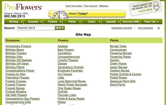 Proflower sitemap