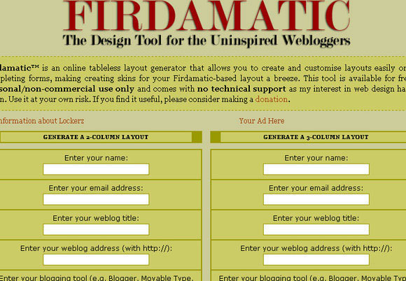 Firdamatic: the Design Tool for the Uninspired Webloggers