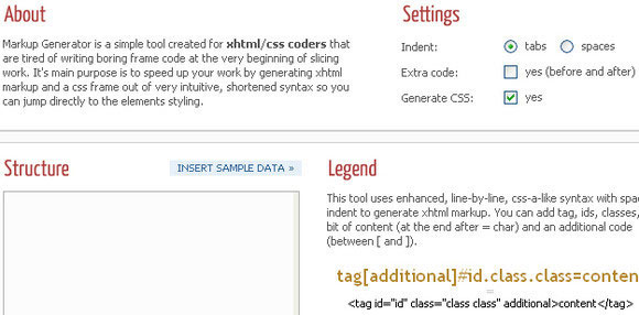 XHTML/CSS Markup Generator
