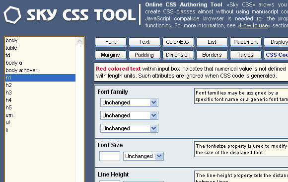 Sky CSS Tool