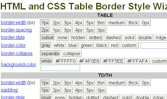 CSS Table Wizard