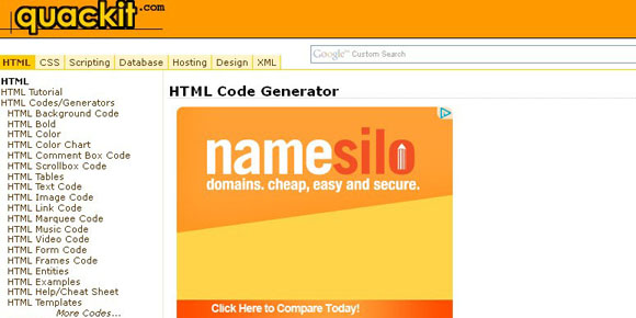 HTML Code Generator