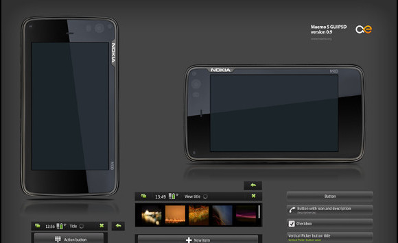 All elements of Maemo 5 GUI in PSD