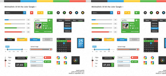 Minimalistic UI kit the color Google+