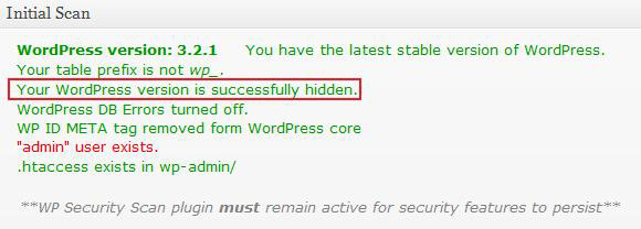 WordPress Version Hidden