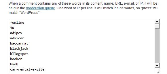 Comment Moderation Blacklist
