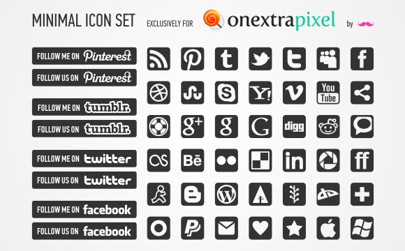 Freebies: Black & White Minimal Social Icons Pack