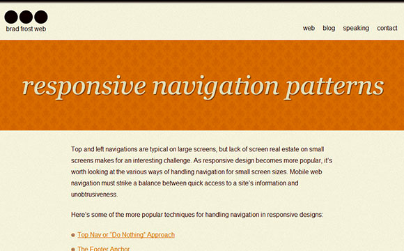 Responsive Navigation Patterns