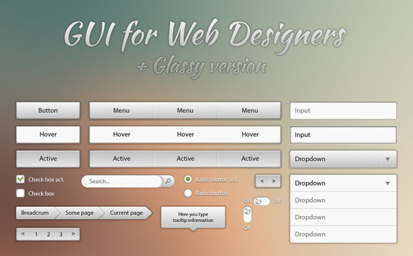 Freebies: Free Cool Metallic and Glassy Web GUI Pack for Designers