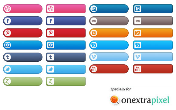 Freebies: Social Media Buttons Set (26 PNG Buttons)