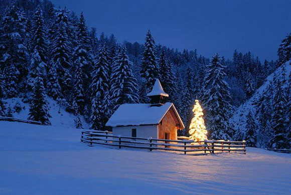 Little Chapel with Christmas Tree