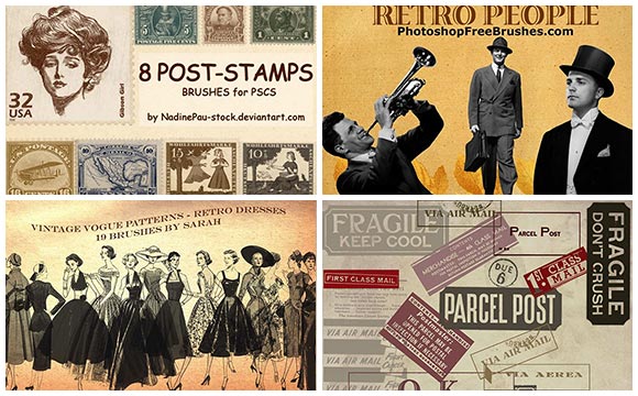 20 Highly Useful Free Sets of Vintage/Retro Photoshop Brushes