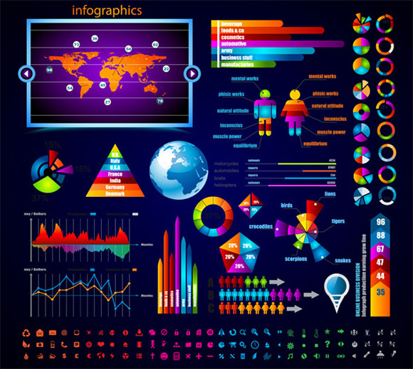 Colorful Infographics Charts & Comparisons Vector Set