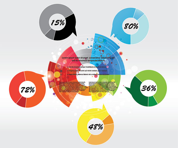 Vector Beautiful Callout Pie Chart Infographics