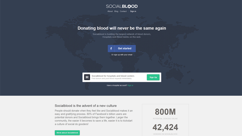 Socialblood Website with Blue CTA Button