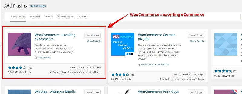 Install WooCommerce Plugin