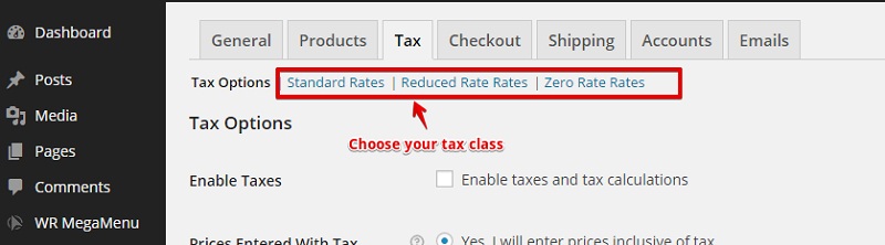 Choose Tax Classes