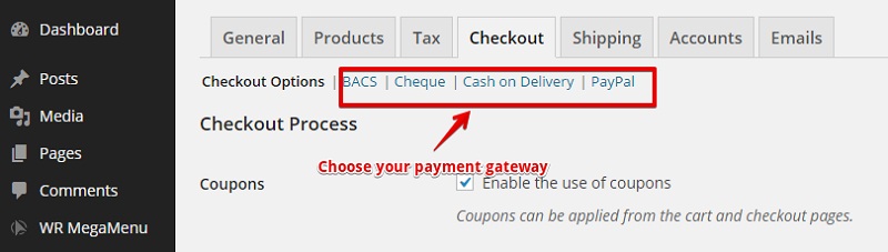 Edit Payment Gateways via Submenus