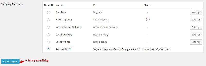 Shipping Methods