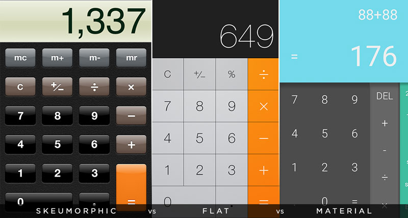 Skeuomorphic vs Flat vs Material