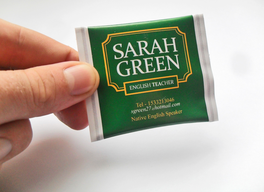 tea bag business card