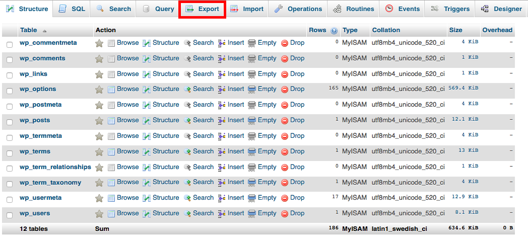 export database