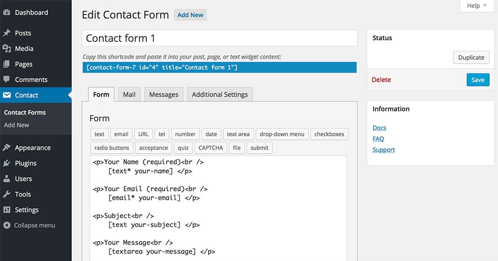 contactform 7 plugin