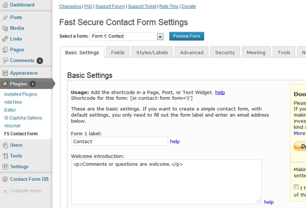 fs contact form plugin