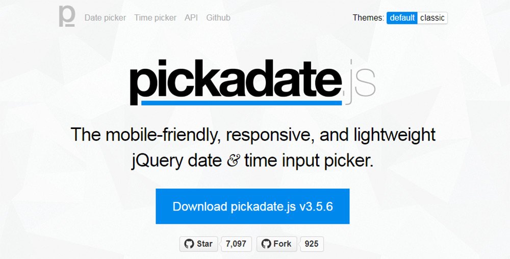 pickadate js plugin