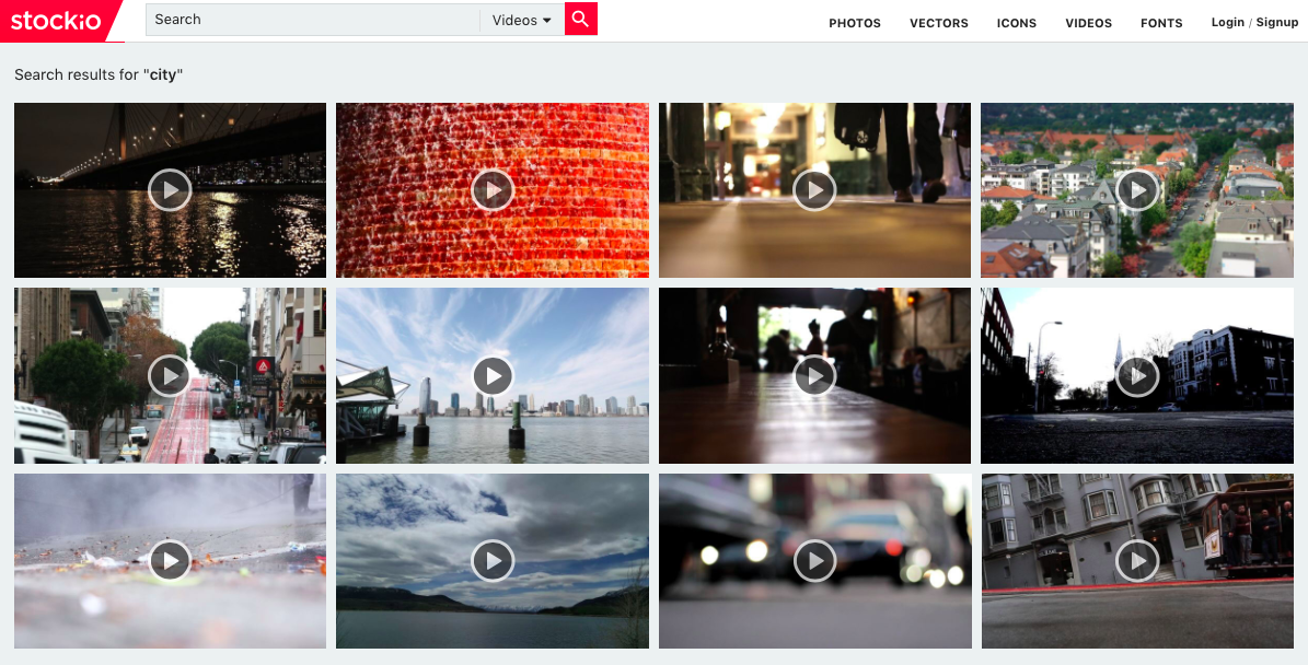 stockio video search for city