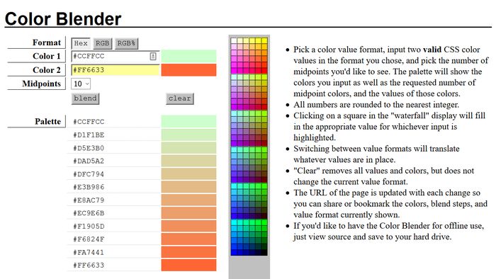 Color Blender Color Palette Generator