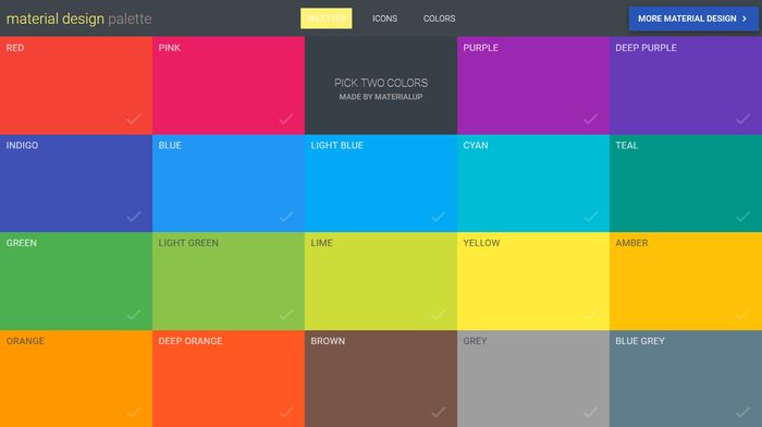 Material Design Color Palette 