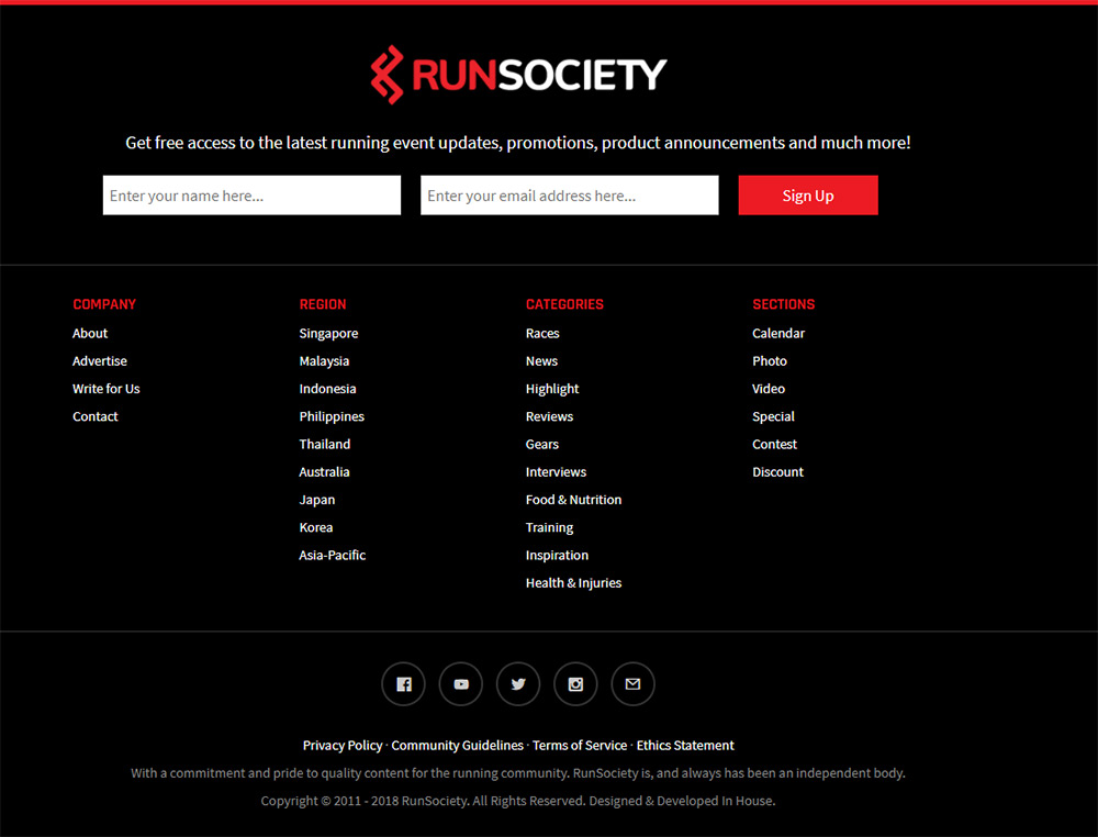 RunSociety homepage