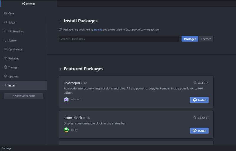 Install Atom packages