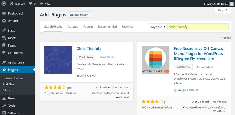 Install Child Themify WordPress Plugin