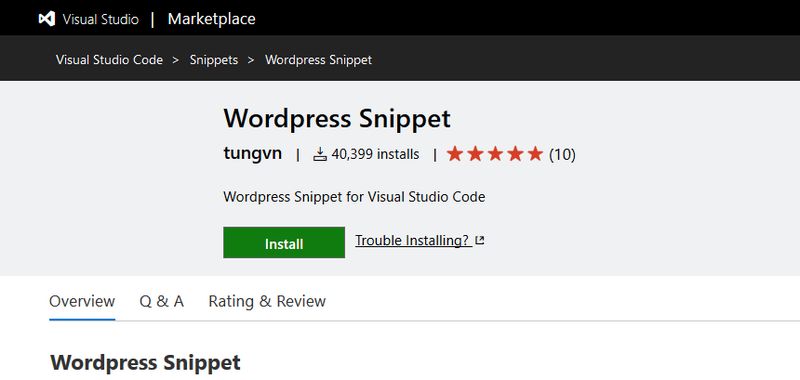 WordPress Snippet Extension for Visual Studio Code